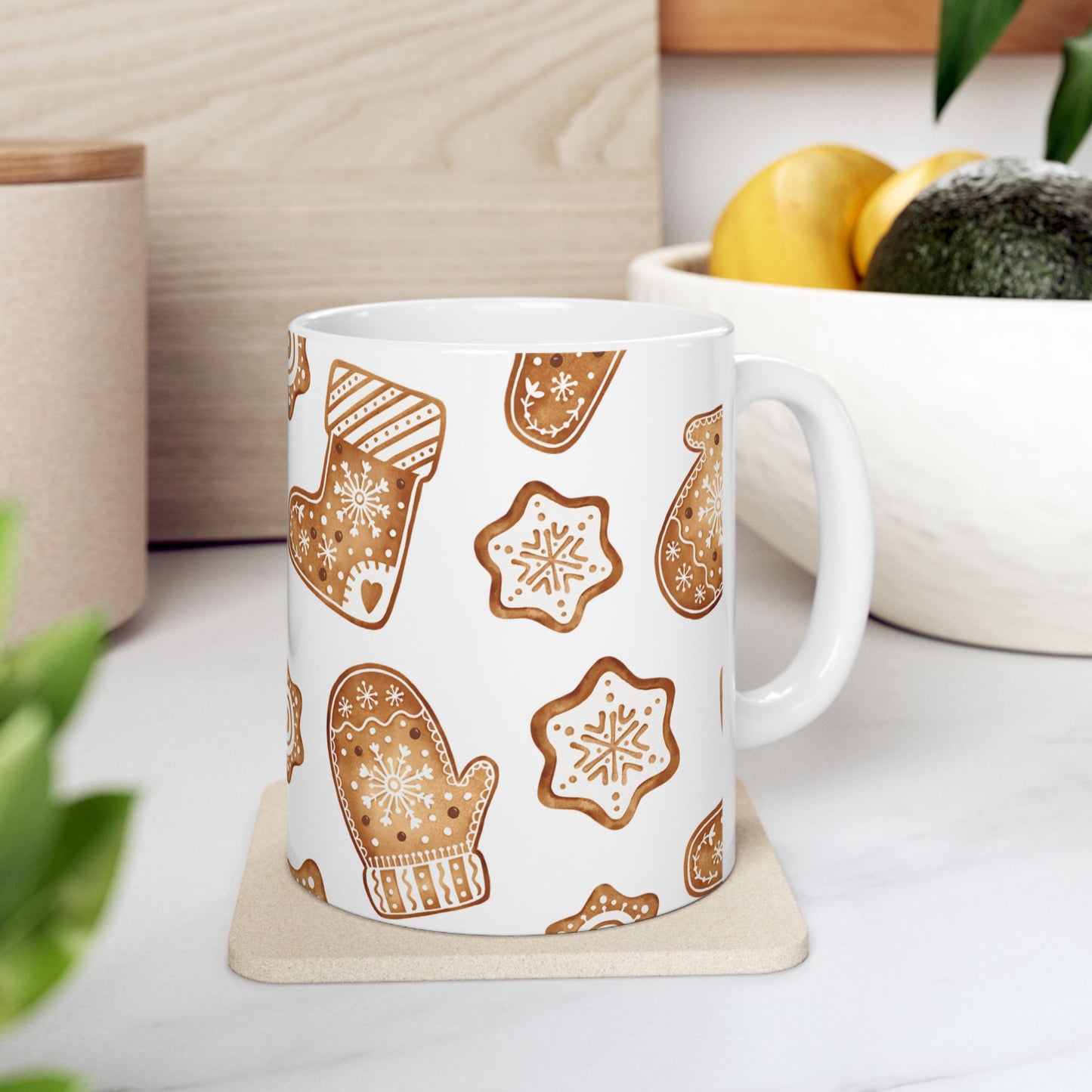 Cozy Gingerbread Ceramic Mug – 11oz & 15oz, BPA-Free, Dishwasher & Microwave Safe