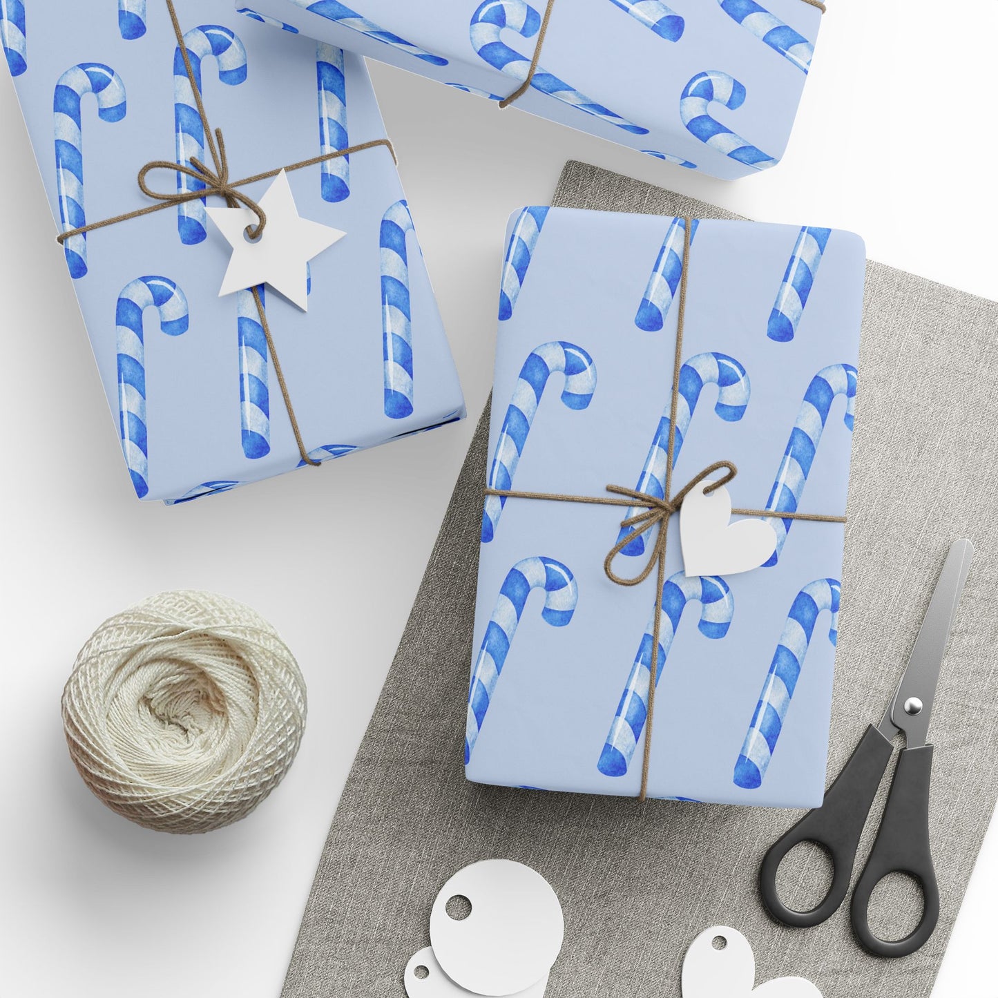 Blue Candy Cane Wrapping Paper – Festive Holiday Gift Wrap, Premium Quality Christmas Wrapping Paper with Classic Candy Cane Pattern