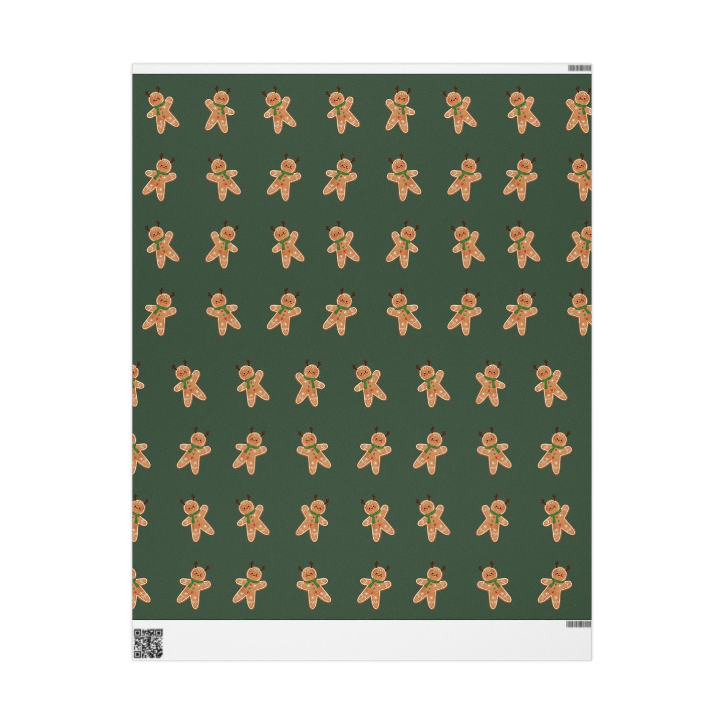 Gingerbread Men Wrapping Paper with Reindeer Antlers – Classic Christmas Gift Wrap, Eco-Friendly Premium Holiday Wrapping Paper